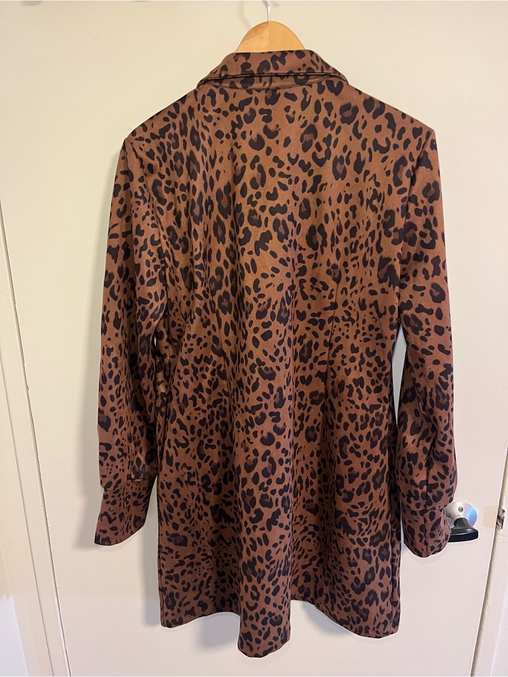 Leopard Print Long-Sleeve Dress - Brown/Black
